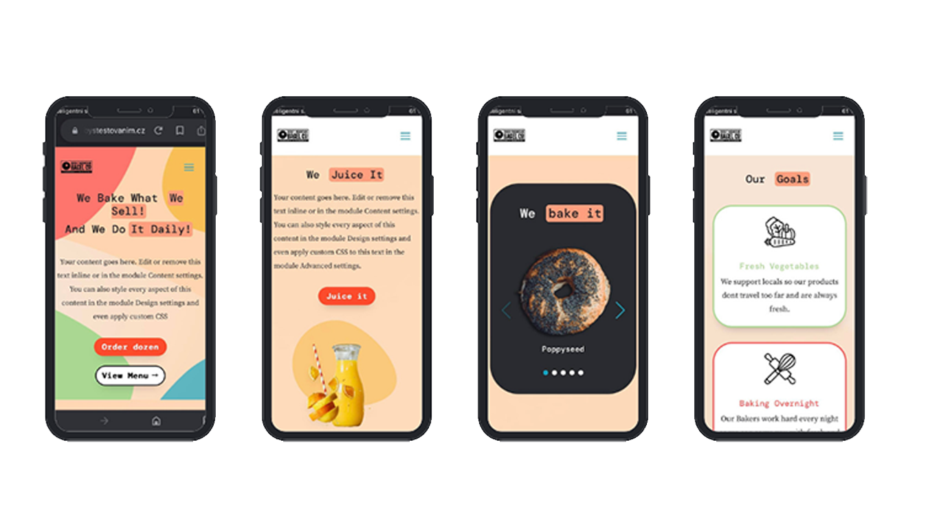 mobil mockup bagel čtyři návrhy