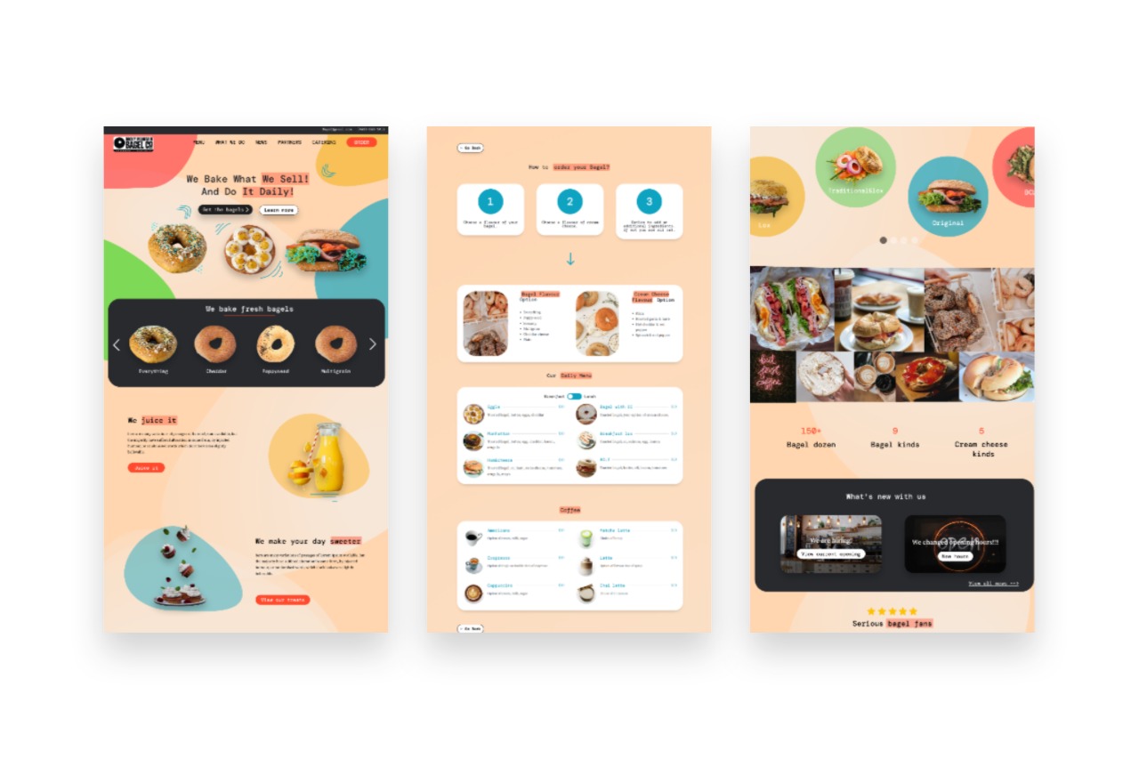 návrh designu webu Bagel