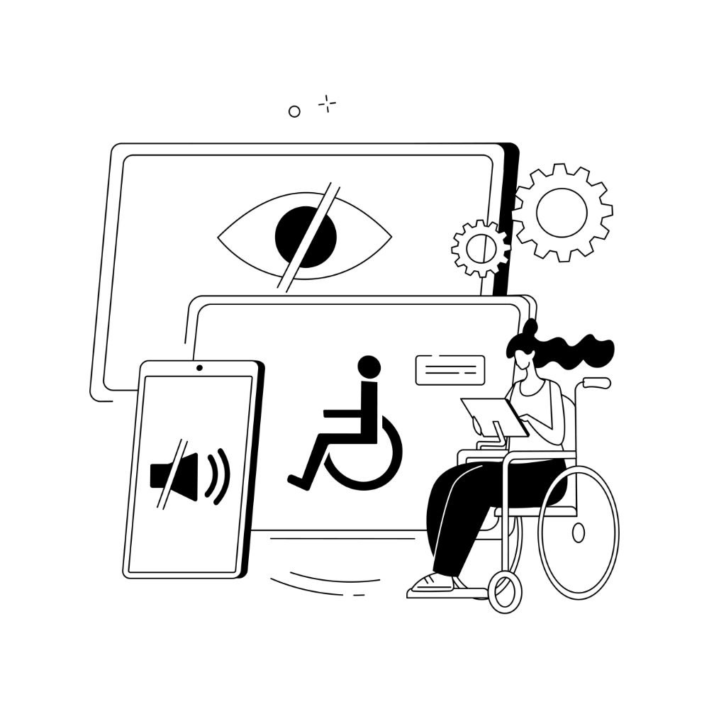 černobílá Ilustrace osoba s handicapem